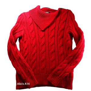 Women's Lauren Ralph Lauren Vintage 100% Cotton Red Sweater Sz Small